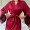 Wholesale V-Neck Satin Woman Lace Nightwear Sleepwear Sexy High-Quality Solid Color Robe
