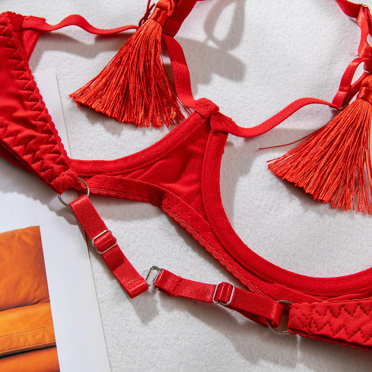 Hot Sale Erotic Hollow out Open Cup Bra Set Sexy Halter Solid Color Woman Lingerie
