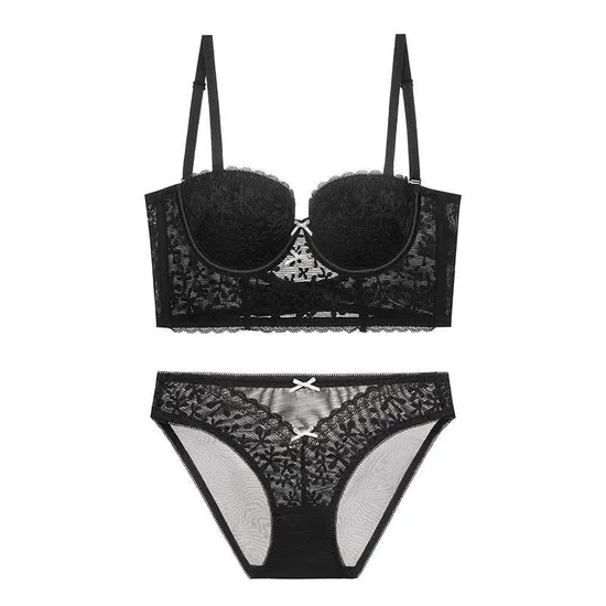 New French Style U-Shaped Embroidery Lace Seduction for Women Soft Bra Breathable Ultra-Thin Set Sexy Underwear Lingerie