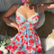 New Design Floral Print Women Bra Set Hot Exotic See-Through Long Dress Lingerie