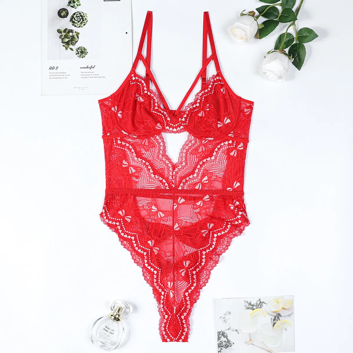 Wholesale Embroidered Underwear Set for Woman Sexy Hollow out See-Through Mesh Lingerie