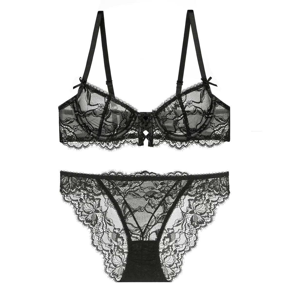 Sexy Ultra-Thin Temptation Underwear Bra Set Lingerie for Women French Lace Lingerie