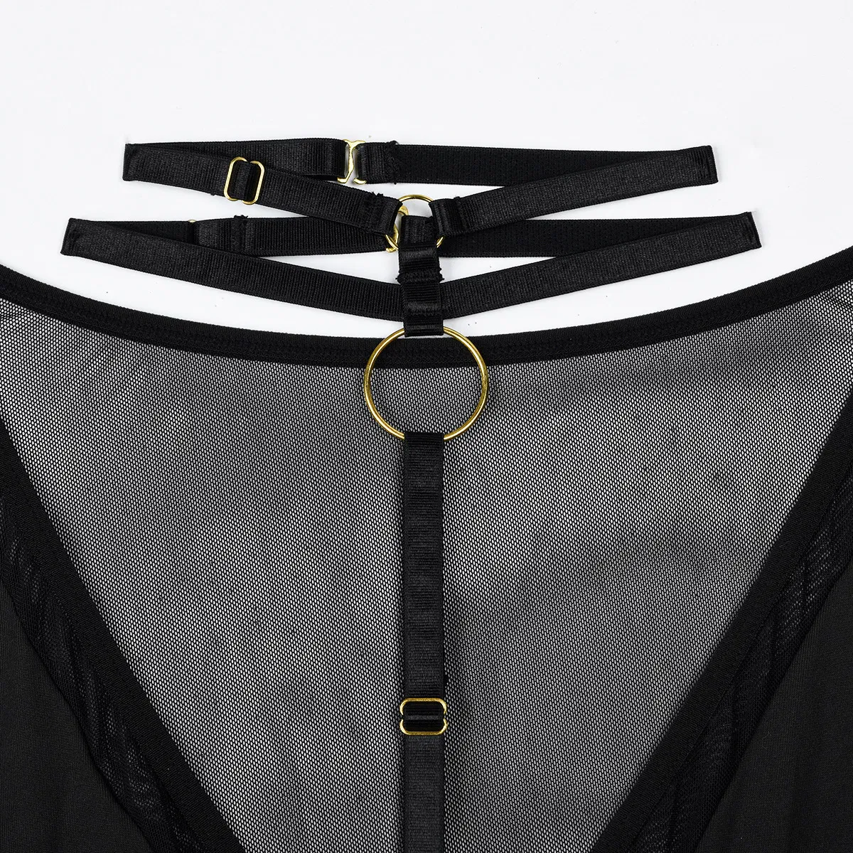 Wholesale Long Sleeved Transparent Mesh Woman Bra Set Sexy Thin Hanging V Neck Lingerie