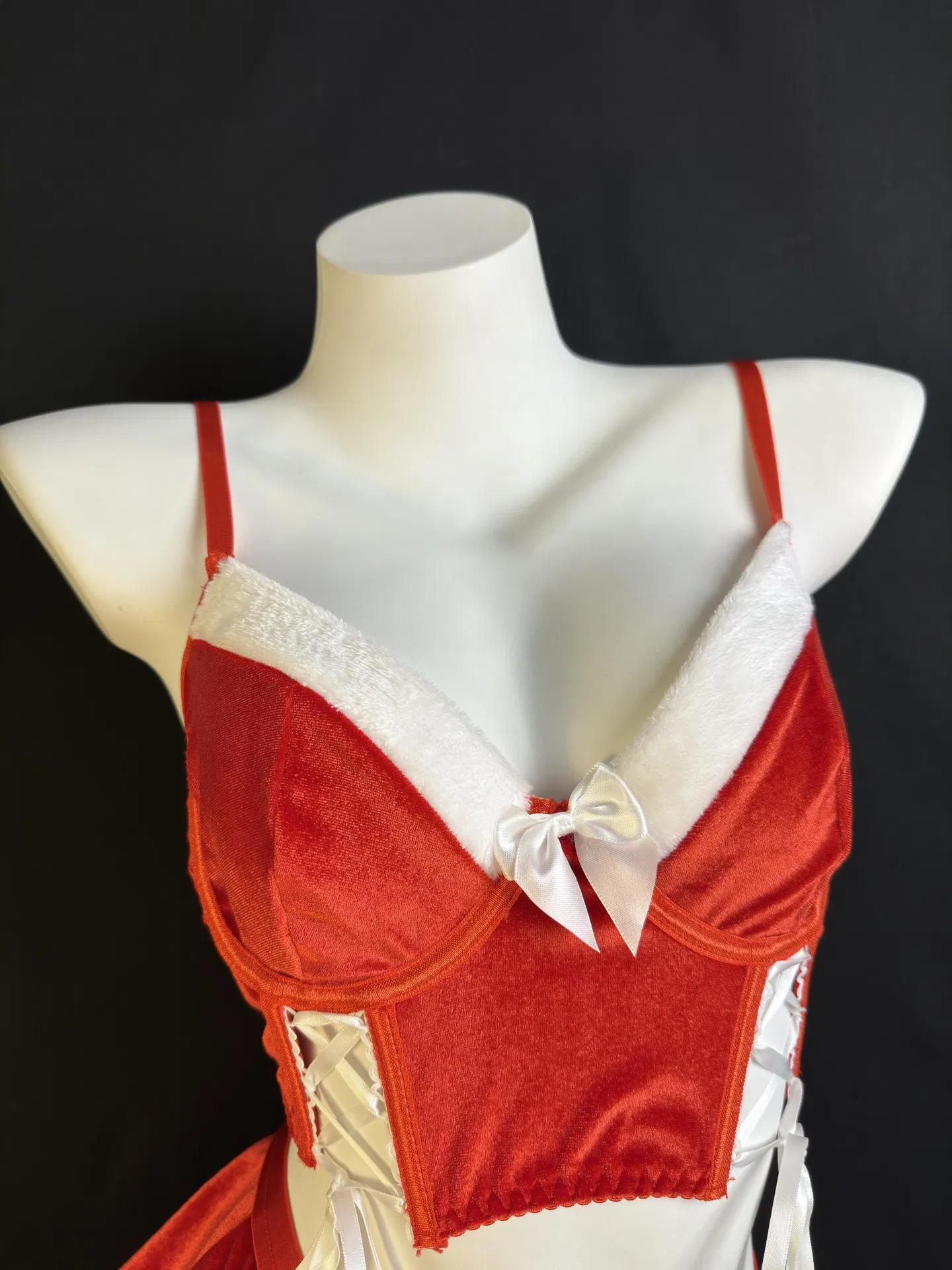 Sexy Fashion Bondage Christmas Bra Panty Set New Fashion Short Skirt Lingerie