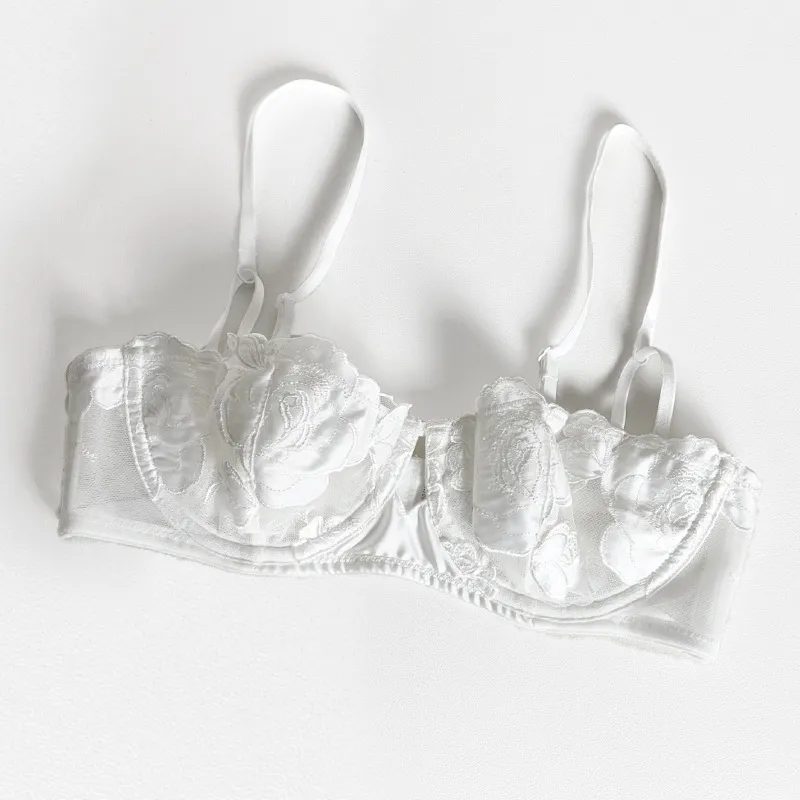 New Style French Ultra-Thin Rose Embroidery Lace Bra Set Romantic Sexy Underwear Wholesale Lingerie
