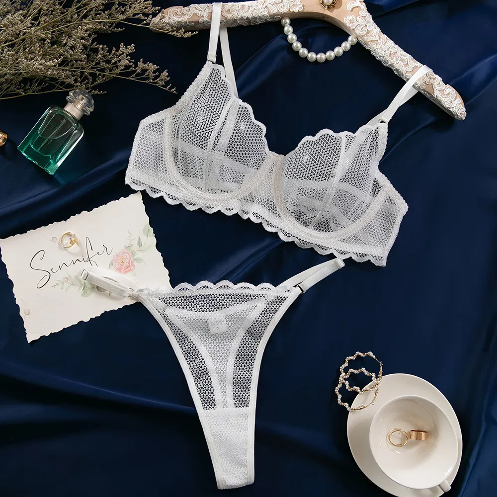 Wholesale Solid Color Underwear Set for Woman Sexy Mesh Ultra-Thin Lingerie