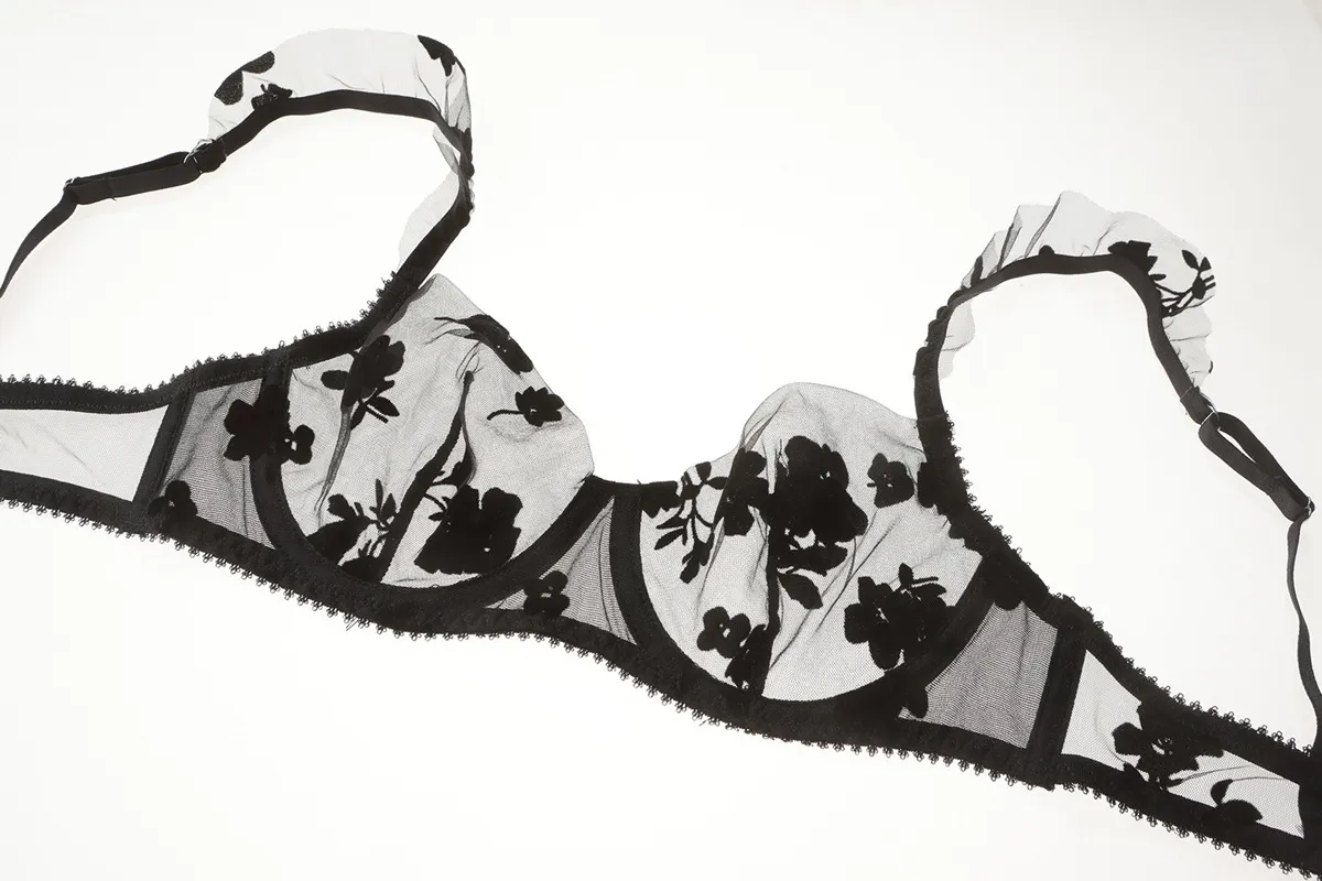 2025 Hot Sell New Style Erotic Embroidery Lace Trim Sexy Breathable Soft Bra Set Underwear Lingerie
