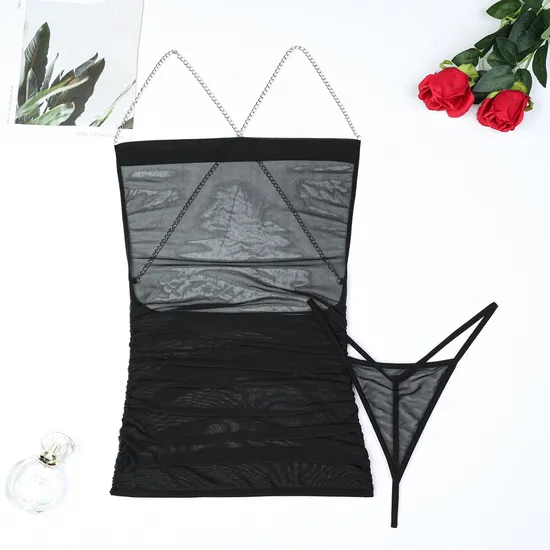 Hot Selling Mesh See-Through Suspender Bra Panty Sets Sexy Elastic Woman Lingerie