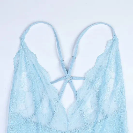 Wholesale V-Neck Hanging Neck One Piece Underwear Set Sexy Thin Embroidered Lace Lingerie