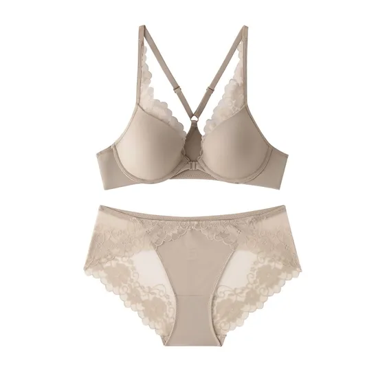 Wholesale Sexy French Ultra-Thin Bra Lace for Women Front-Buttoned Set Underwear Lingerie