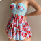 Wholesale Floral Print Long Dress Underwear Set Sexy Ultral-Thin Women Lingerie