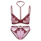 New French Mesh Embroidered Ultra-Thin Gathering Bra Set High Split Halte Underwear Sexy Lingerie