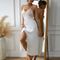 Sexy V-Neck Lace Long Dress Suspender Nightwear for Woman Hot Selling Satin Woman Sleepwear