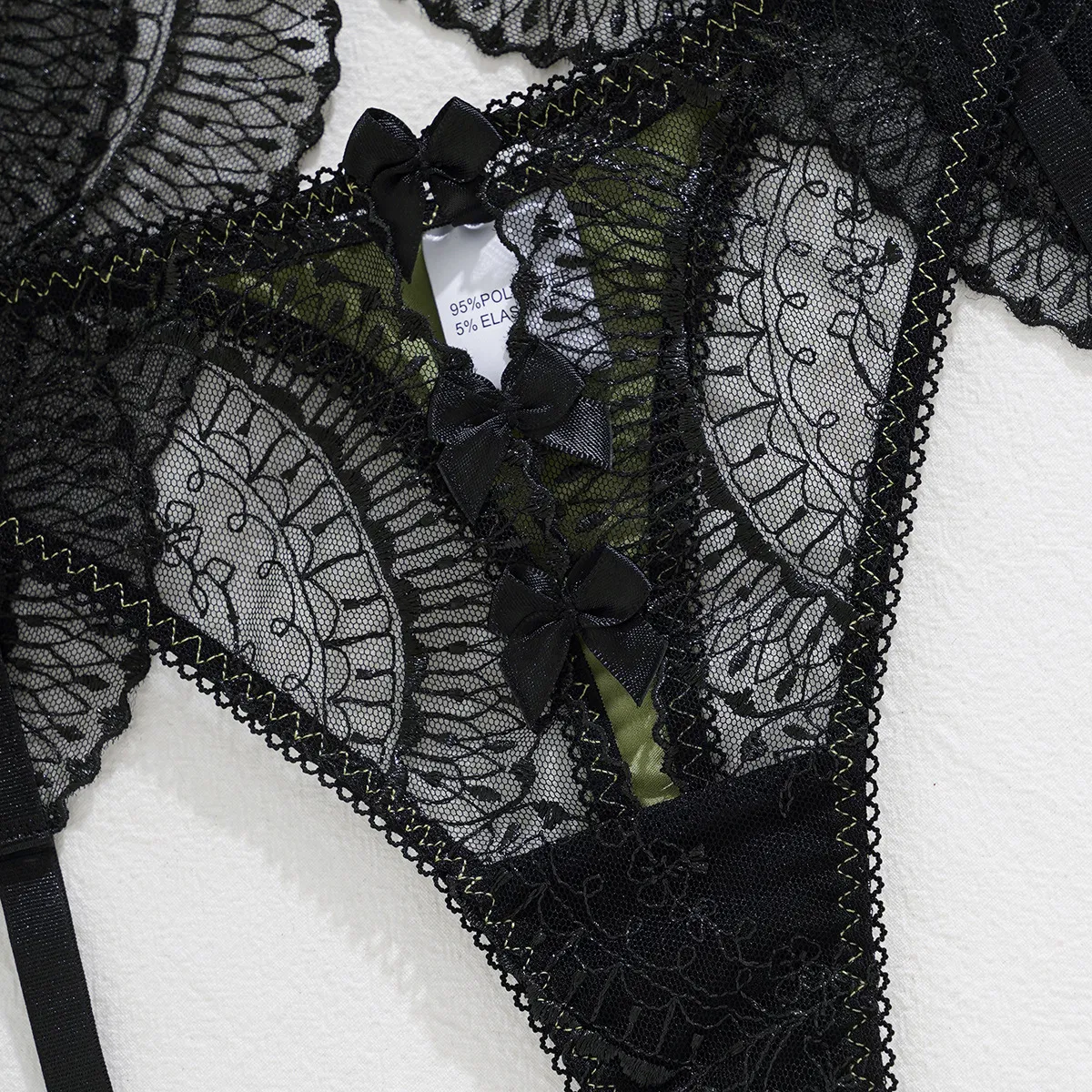 Sexy Women Contrast Color Splicing Bra Set New Mesh Perspective Lingerie