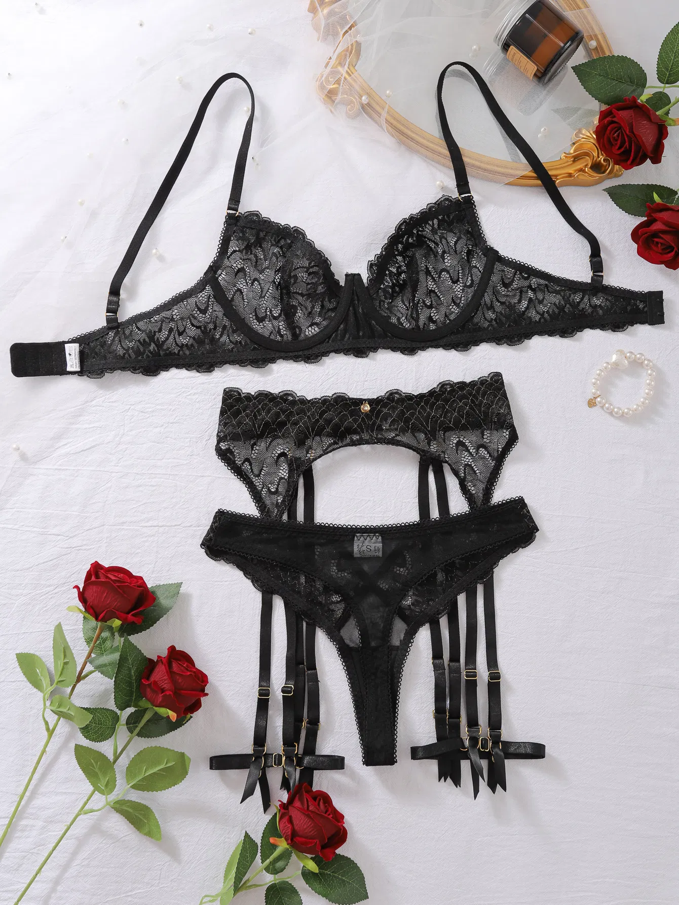 Wholesale Embroidery Lace Underwear Set for Woman Sexy High Quality Push-up Lingerie