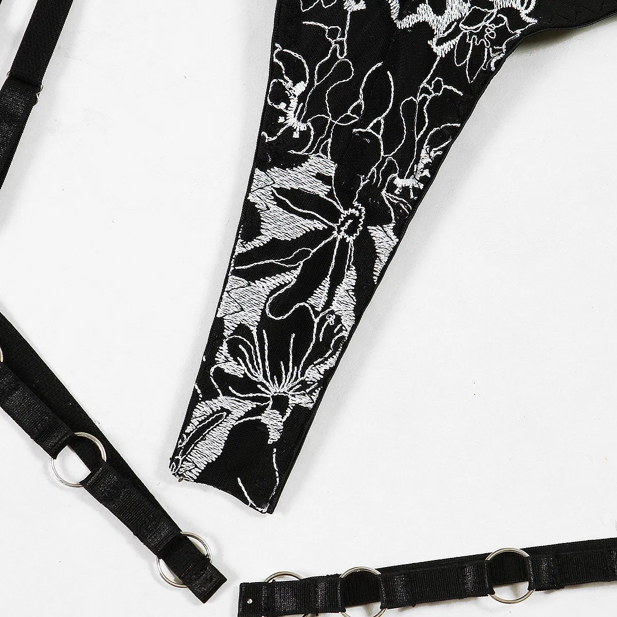 Sexy See-Through Woman Bra Set Sexy Flower Complex Embroidery Mesh Lingerie