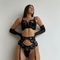 Wholesale Luxury Underwear Set for Woman with Gloves Sexy Perspective Embroidery Lingerie
