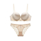 French Ladies Smooth U-Shaped Lace Trim Sexy Breathable Gathering for Women Soft Bra Ultra-Thin Set Sexy Underwear Lingerie