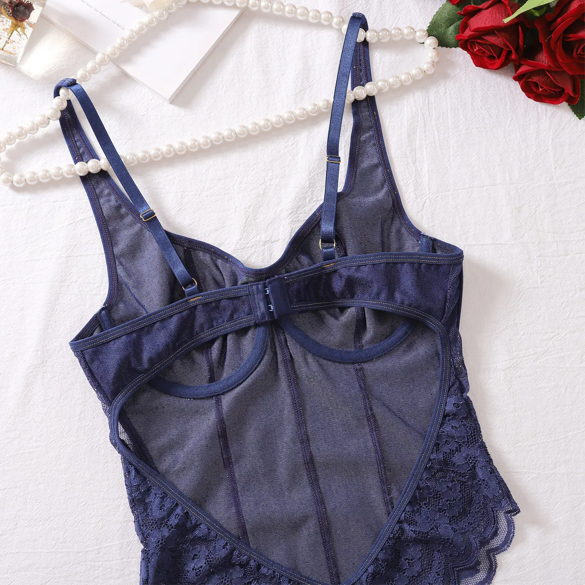 Sexy Cowboy Color Suspender Lingerie Set Hot Shaping Slimming Woman Bodysuit