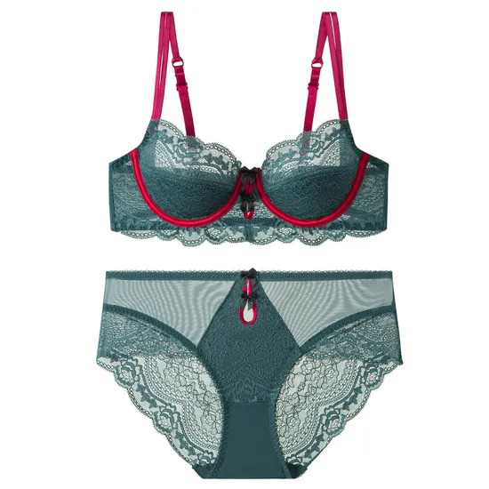 Wholesale Seduction Embroidery Lace Trim Sexy Breathable for Women Soft Bra Breathable Ultra-Thin Set Sexy Underwear Lingerie