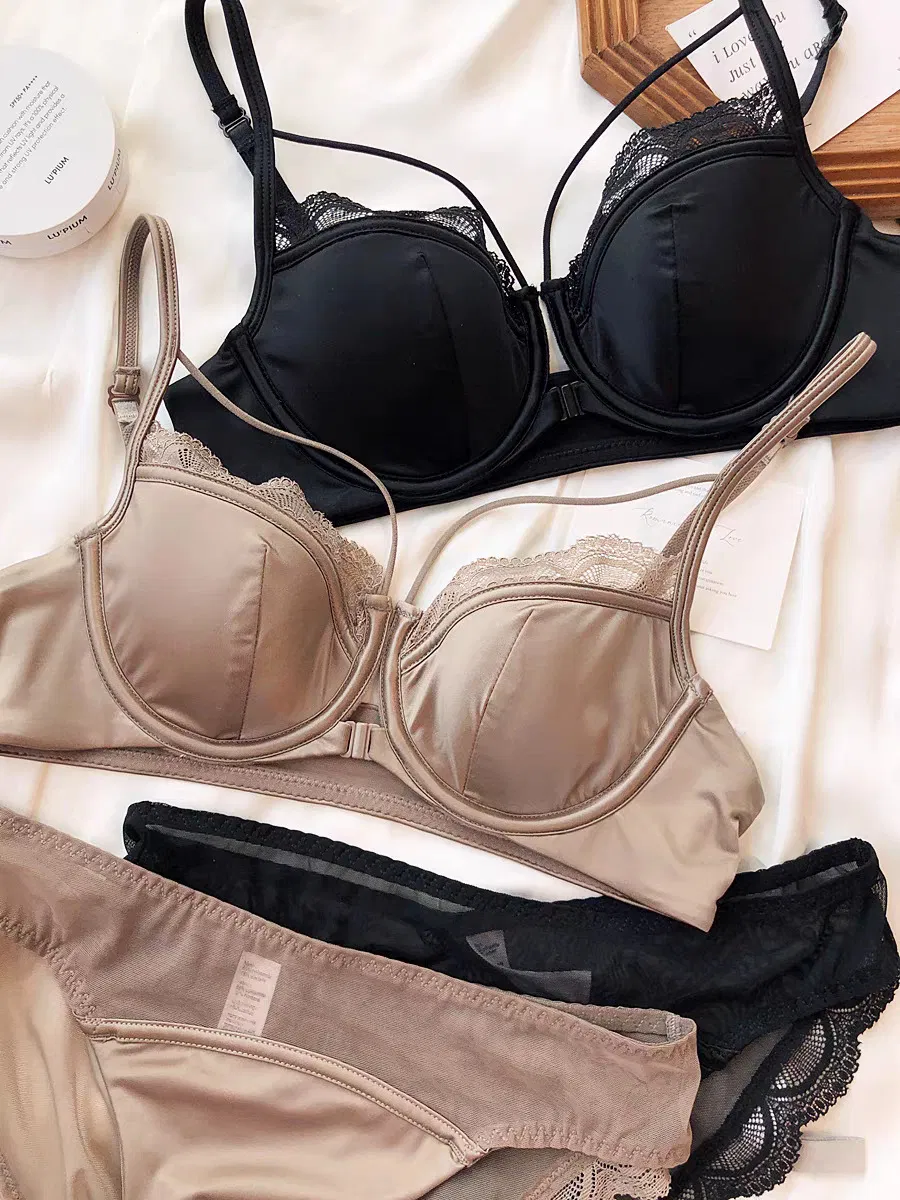 Wholesale Transparent Seduction Front Button for Women Soft Bra U-Shaped Breathable Ultra-Thin Set Sexy Underwear Lingerie