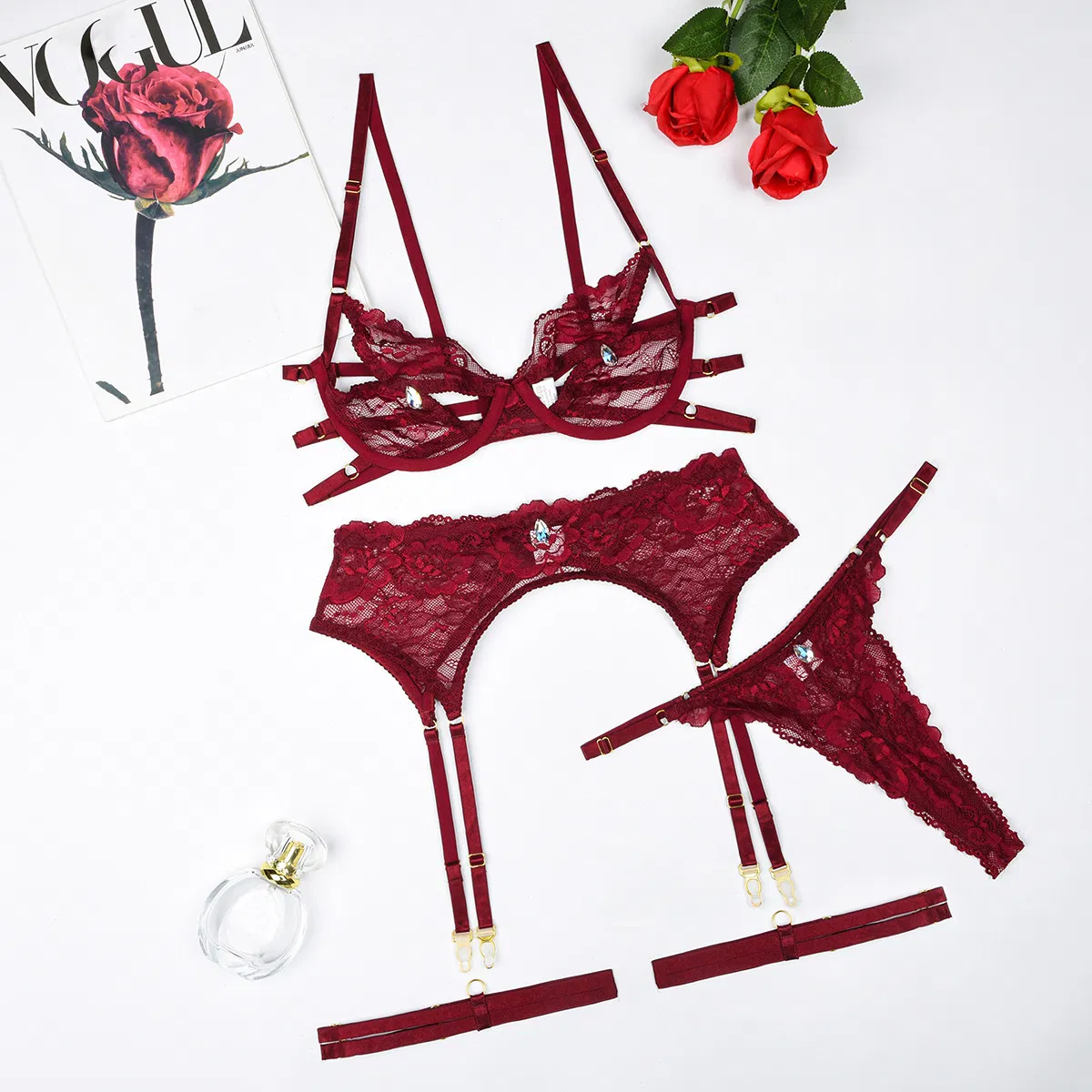 New Lace Embroidery Woman Underwear Set Sexy Hollow out Newest Lingerie