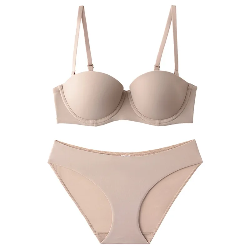Wholesale Smooth Strapless Seamless Gathering Breathable for Women Soft Bra Breathable Ultra-Thin Set Sexy Underwear Lingerie