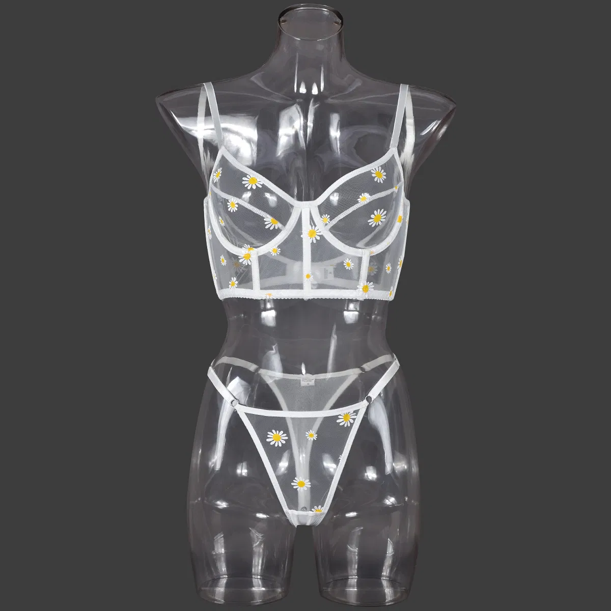 Wholesale See-Through Mesh Fishbone Bra Panty Sets Sexy Ultra Thin Woman Lingerie