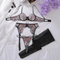 New See-Through Underwear Set with Stockings Wholesale Sexy Bowknot Floral Embroidery Lingerie