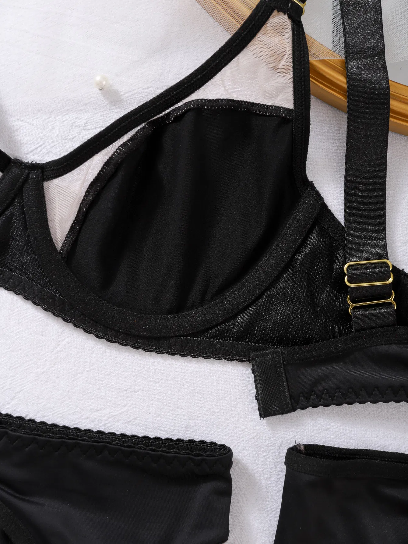 Hot Transparent Underwear Set with Gloves Wholesale Sexy Luxury Women Lingerie