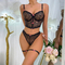 New Arrival Fishbone See-Through Mesh Underwear Set Sexy Embroidery Flower Woman Lingerie