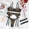 Wholesale Leopard Printed See-Through Mesh Underwear Set Sexy V Neck Lingerie Set
