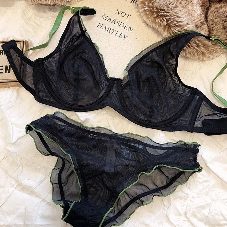 Newest Ultra-Thin Mesh Design Ladies Breathable Underwire Set Women's Lingerie