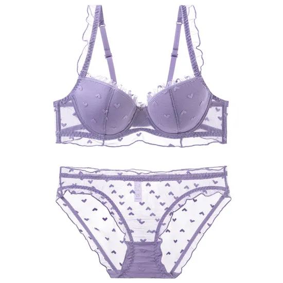2025 Hot Sell Sexy Woman Ultra-Thin Embroidery Lace Trim Sexy Breathable Bra Set Underwear Lingerie