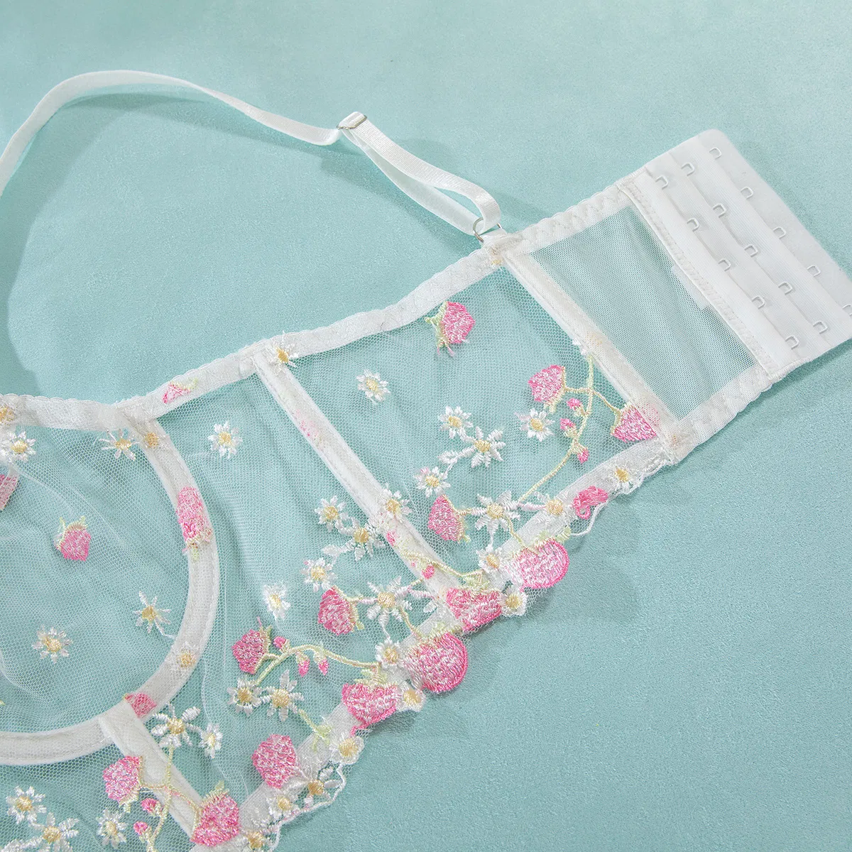 Factory High Quality Fish Bone Women Bra Set Sexy See-Through Floral Embroidery Lingerie