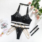 Wholesale Transparent Mesh Underwear Set Sexy Erotic Metal Chain Embroidery Lingerie