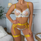 Hot Embroidery Color Matching Women Bra Set Sexy See-Through Luxury Lingerie