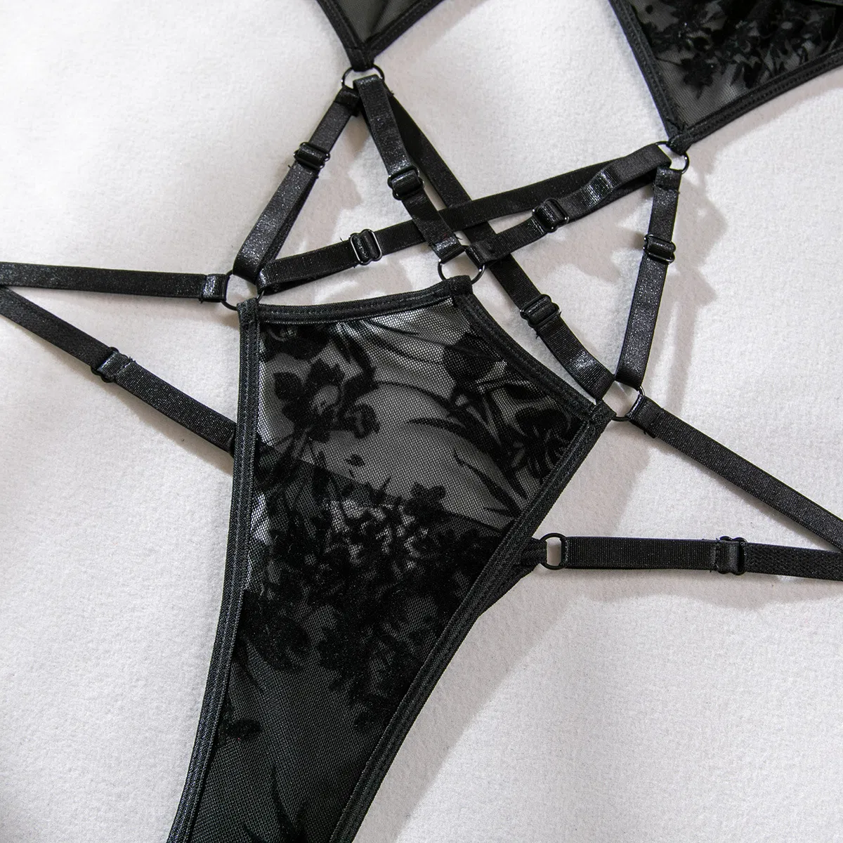 Wholesale Hollowed out Backless One-Piece Bra Set How Sell High Quality Temptation Lingerie