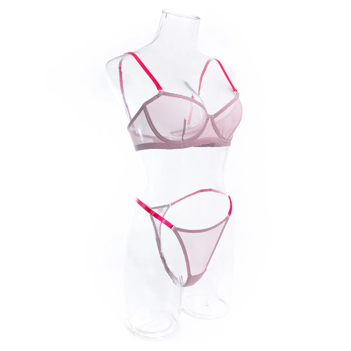 Sexy Transparent Mesh Two-Piece Underwear Set Wholesale Comfortable Solid Color 2PCS Lingerie