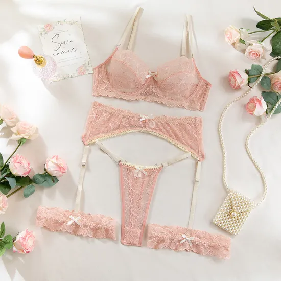 Sexy See-Through Mesh Bra Set New Arrival Factory Embroidery Woman Lingerie
