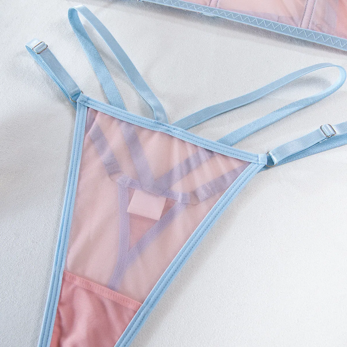 Factory Sell Fish-Bone Thin Perspective Mesh Bra Set Sexy High Quality Two Piece Woman Lingerie