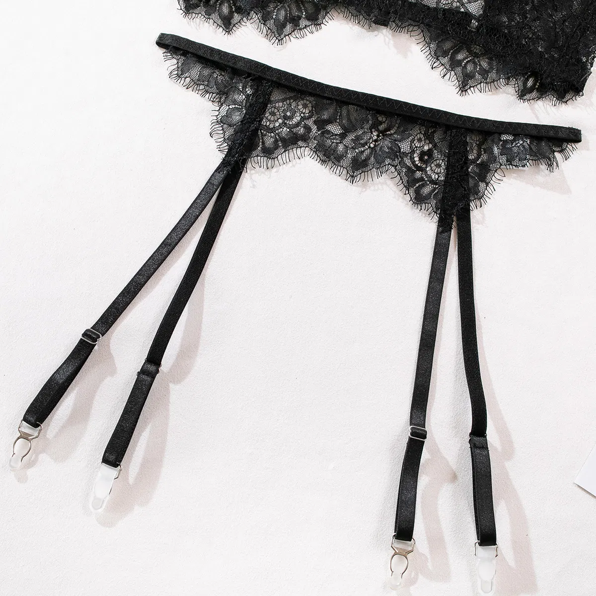 Sexy Eyelash Lace Fishbone Underwear Set Wholesale See-Through Woman Lingerie