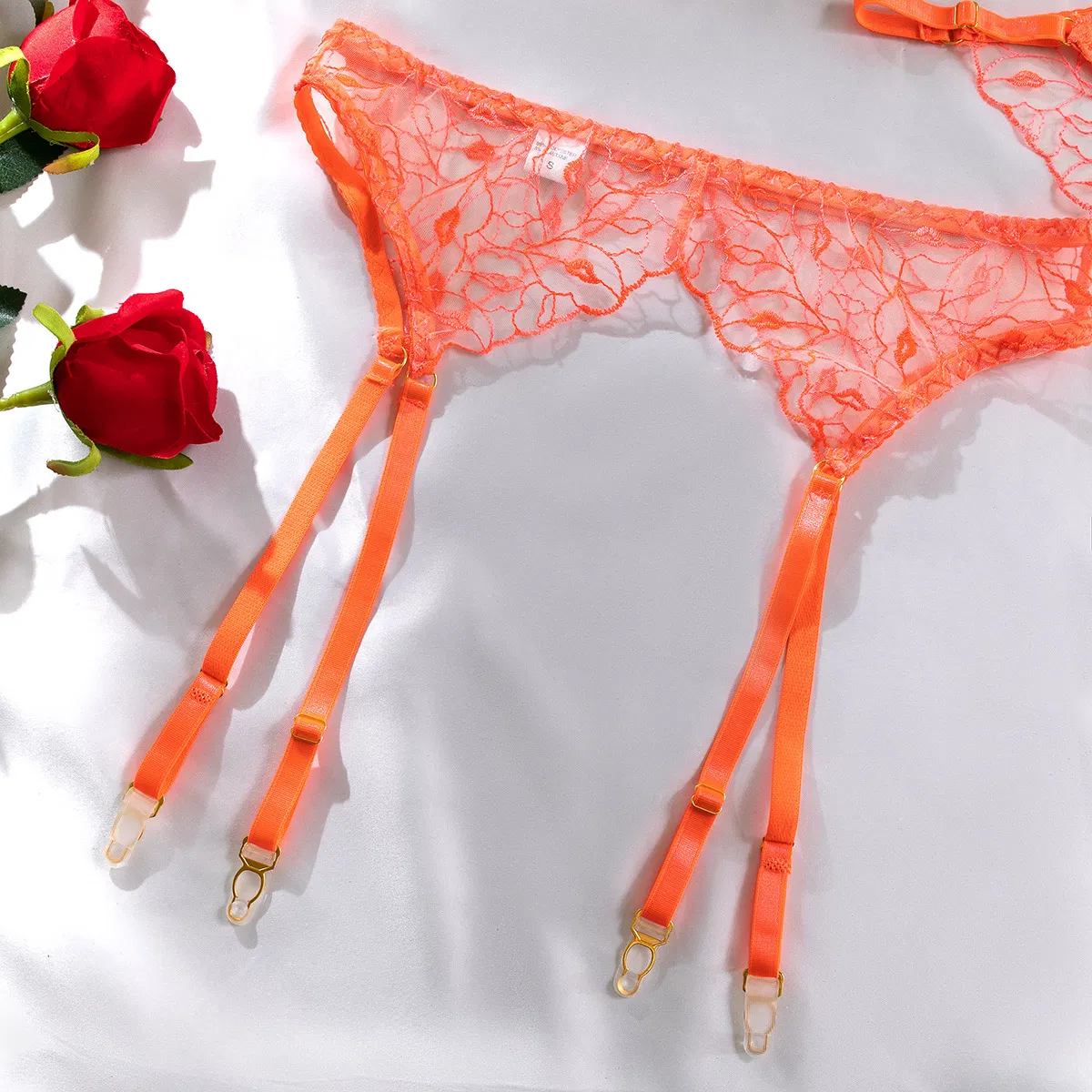 Wholesale See-Through Mesh Embroidery Bra Set Sexy Three-Piece Woman's Lingerie