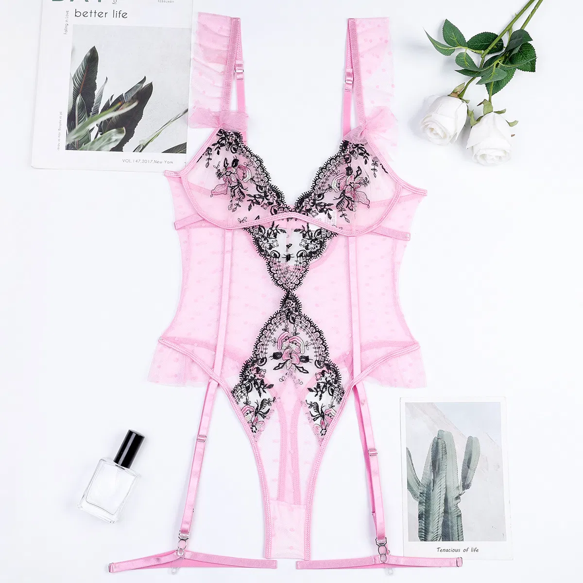 Wholesale Embroidered Underwear Set for Woman Sexy See-Through Mesh Women's Lingerie