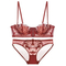 Wholesale Sexy French Ultra-Thin Set Rose Embroidery Lace for Women Bra Underwear Lingerie