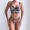 Sexy Fish Bone Contrast Zebra Woman Bra and Thong Set Hot Selling See-Through Mesh Lingerie