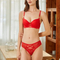 Wholesale French Transparent Eyelash Lace Gathered Steel Ring Breathable Ultra-Thin Solid Color Bra Set Underwear Lingerie