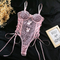 New Style Pink Leopard Print Women Bra Set Sexy Bow Tie One Piece Lingerie