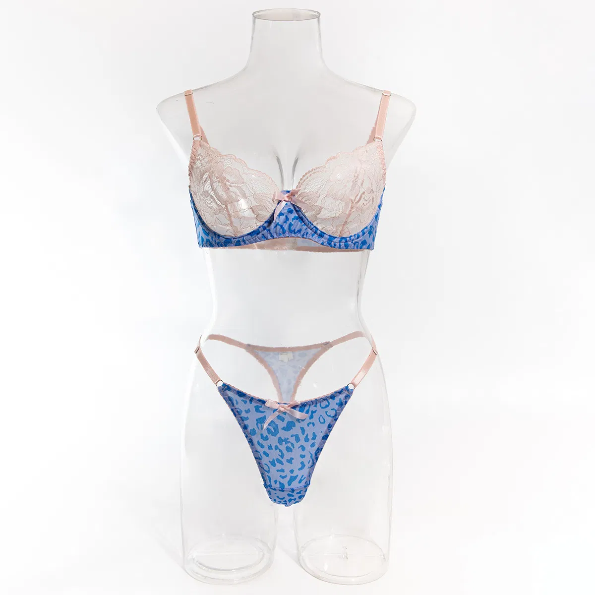 Wholesale Leopard Print Embroidery Underwear Set Sexy Contrasting Color Woman Lingerie