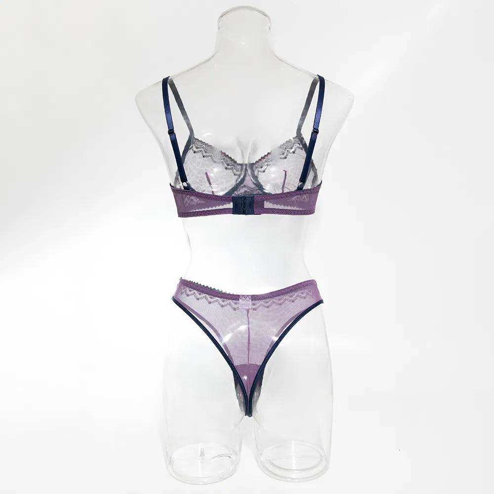 New Arrivals Leopard Print See-Through Mesh Underwear Set Wholesale Ultra-Thin Lingerie